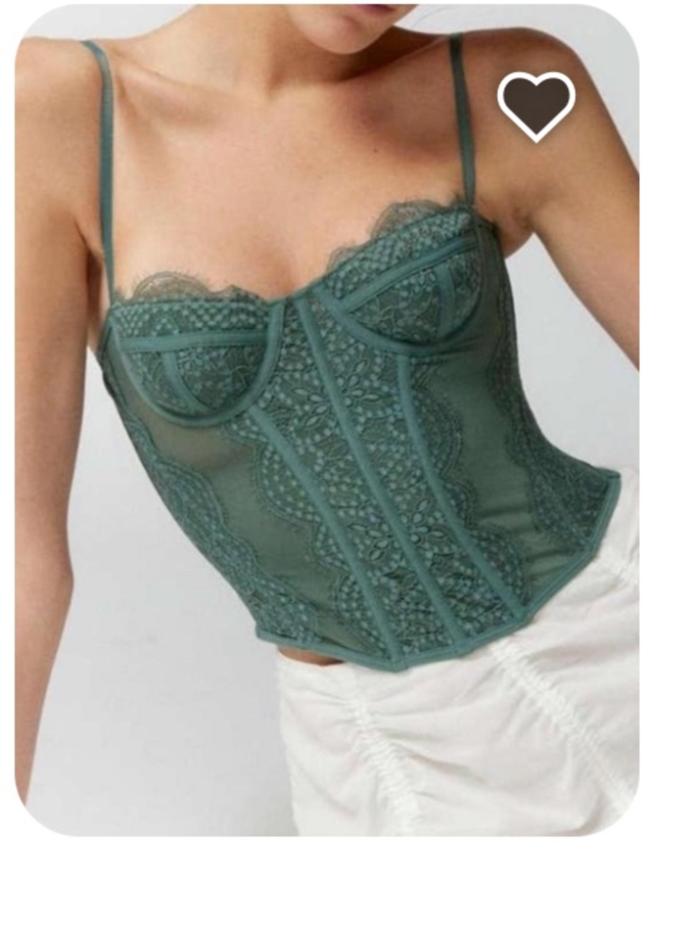 Urban Outfitters Emerald Green Lace Bustier Tank